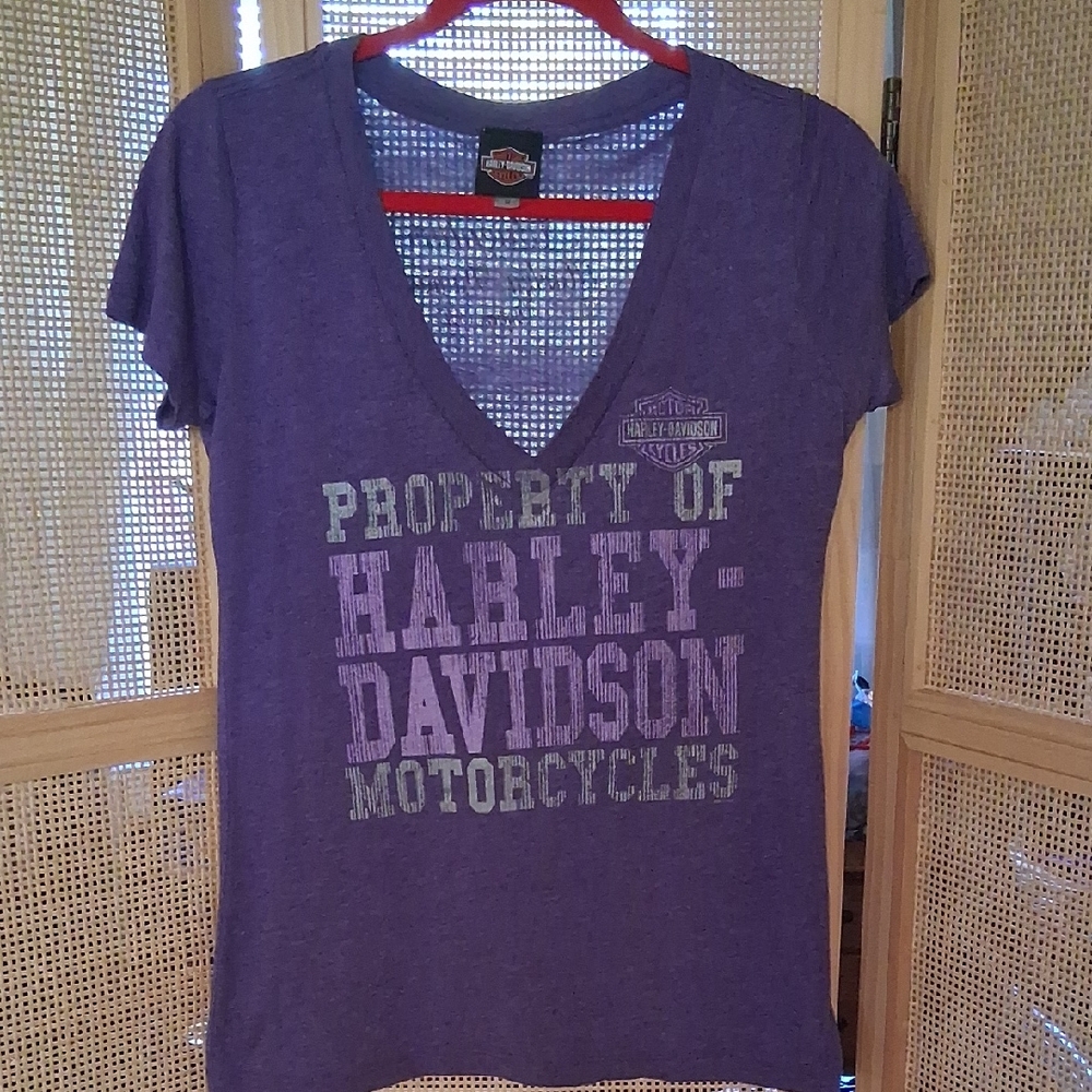 Harley-Davidson Purple Graphic Tee V-Neck